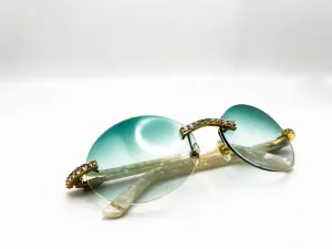 Small Decor C White Marbles with 5 pc prog set .10 pointers #1 Oval Seaweed Green Lenses