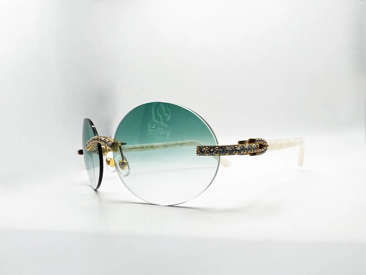 Small Decor C White Marbles with 5 pc prog set .10 pointers #1 Oval Seaweed Green Lenses