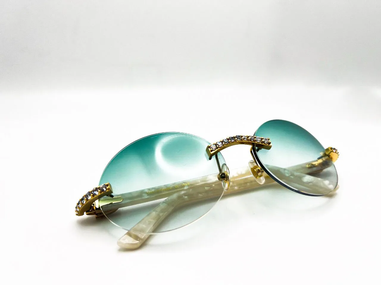 Small Decor C White Marbles with 5 pc prog set .10 pointers #1 Oval Seaweed Green Lenses