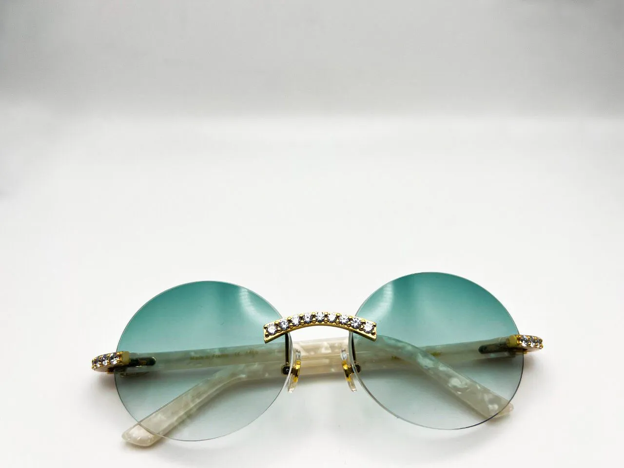 Small Decor C White Marbles with 5 pc prog set .10 pointers #1 Oval Seaweed Green Lenses