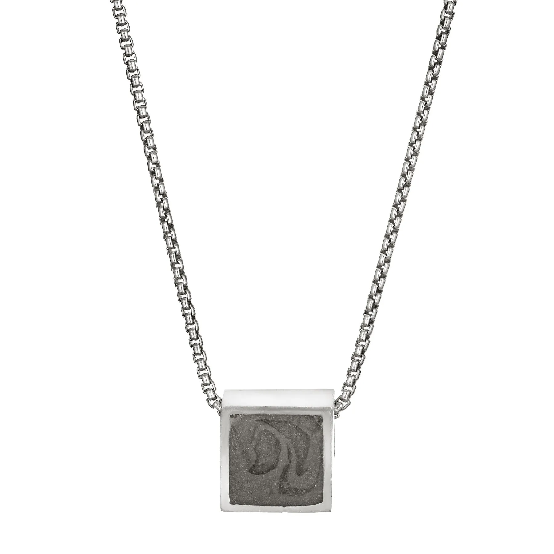 Small Sliding Square Cremation Necklace in Sterling Silver