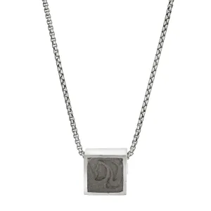 Small Sliding Square Cremation Necklace in Sterling Silver