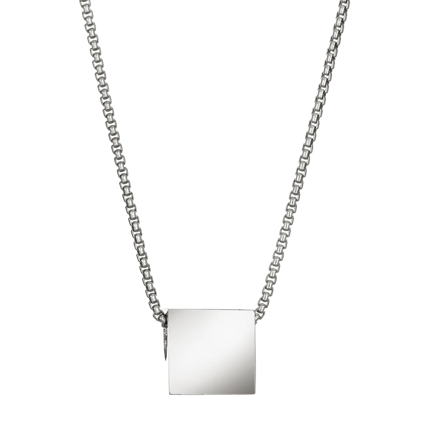 Small Sliding Square Cremation Necklace in Sterling Silver