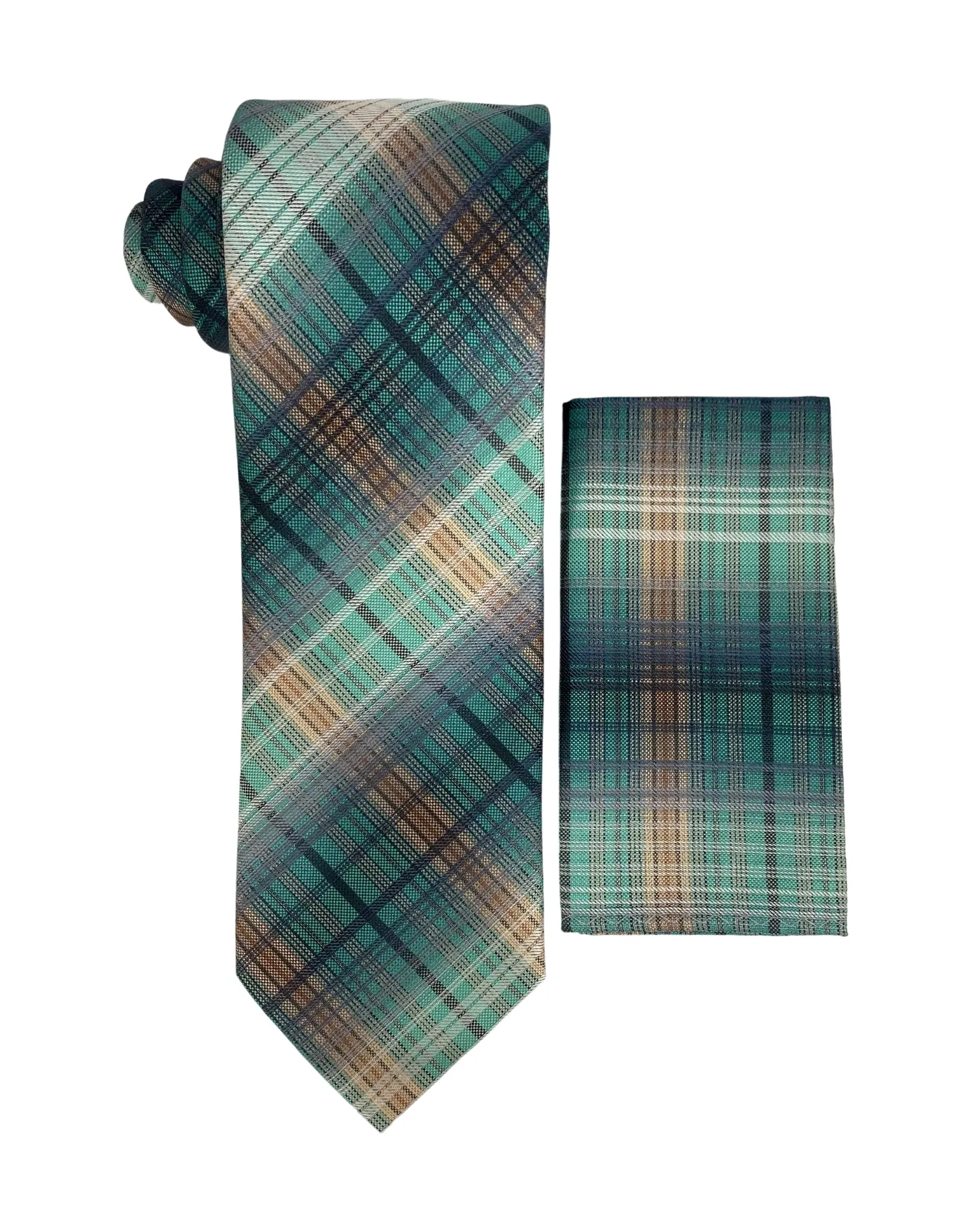 Stacy Adams Geo Tie and Handkerchief - Teal
