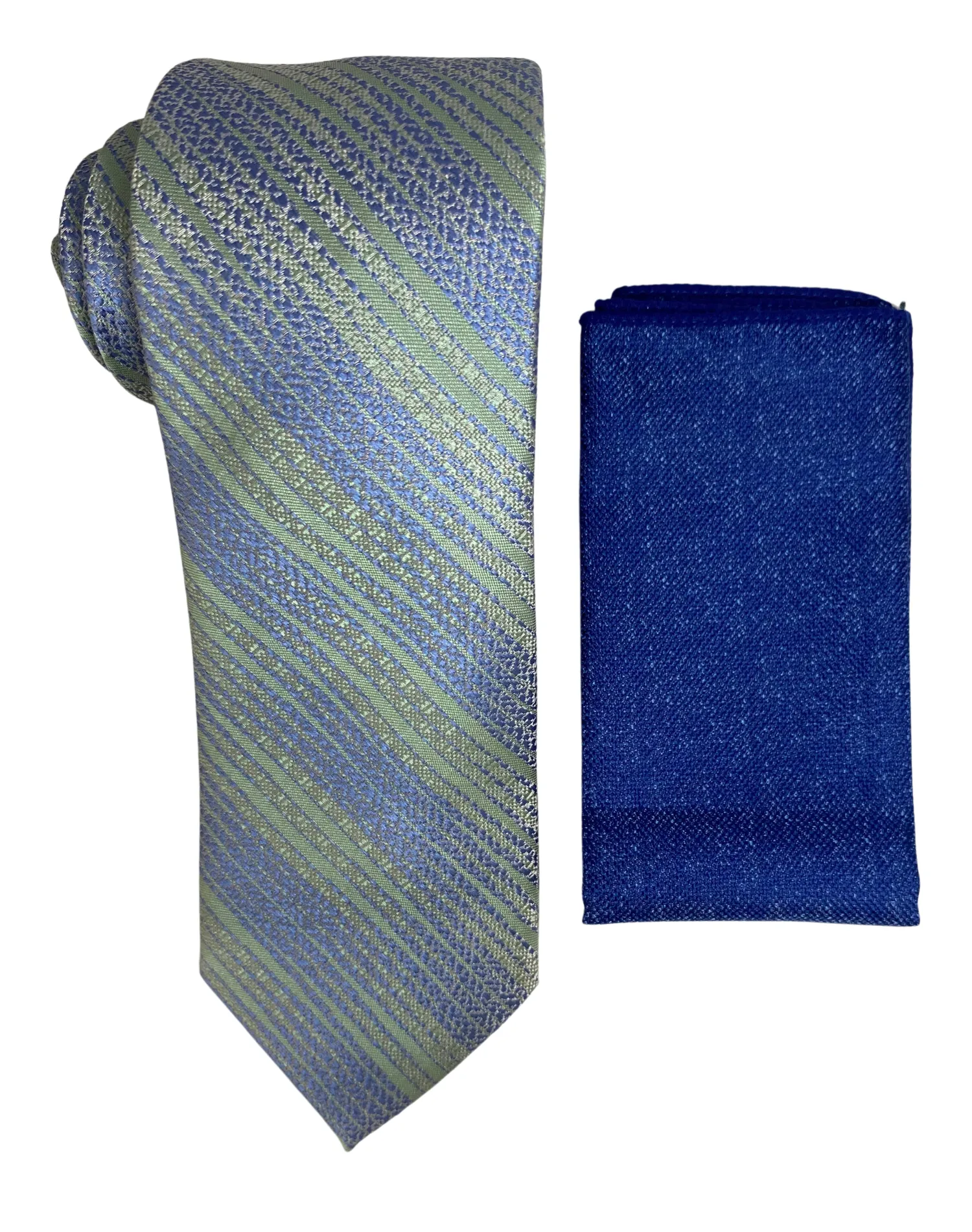 Stacy Adams Geometric Tie and Handkerchief - Green & Blue