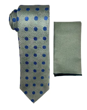 Stacy Adams Polka Dot Tie and Handkerchief - Sage Green