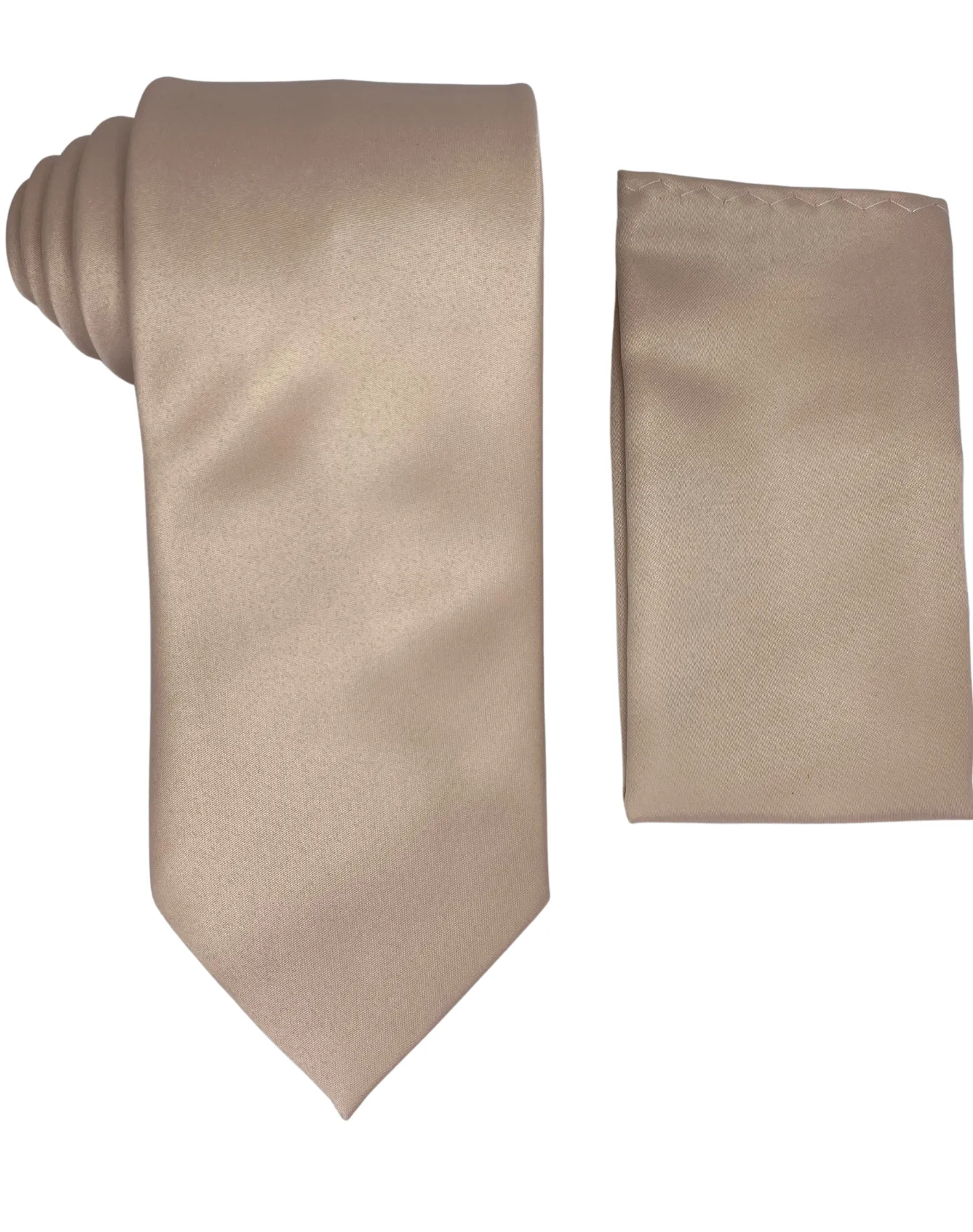 Stacy Adams Solid Tie and Handkerchief - Beige