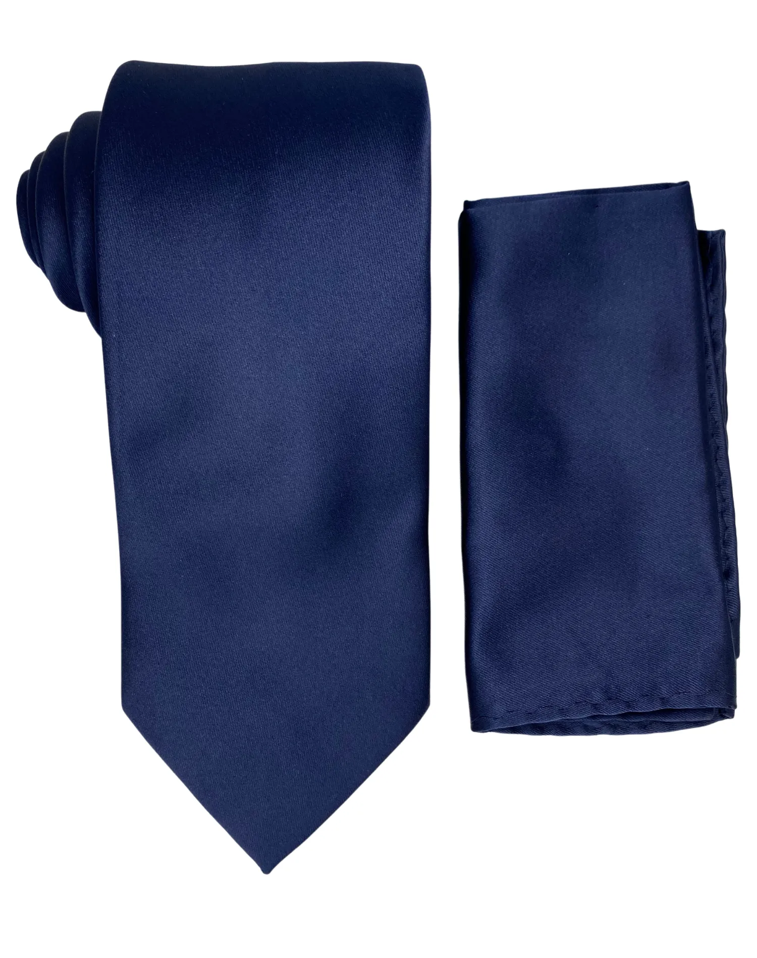 Stacy Adams Solid Tie and Handkerchief - Navy Blue