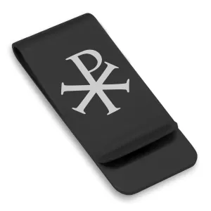 Stainless Steel Religious Chi Rho Classic Slim Money Clip