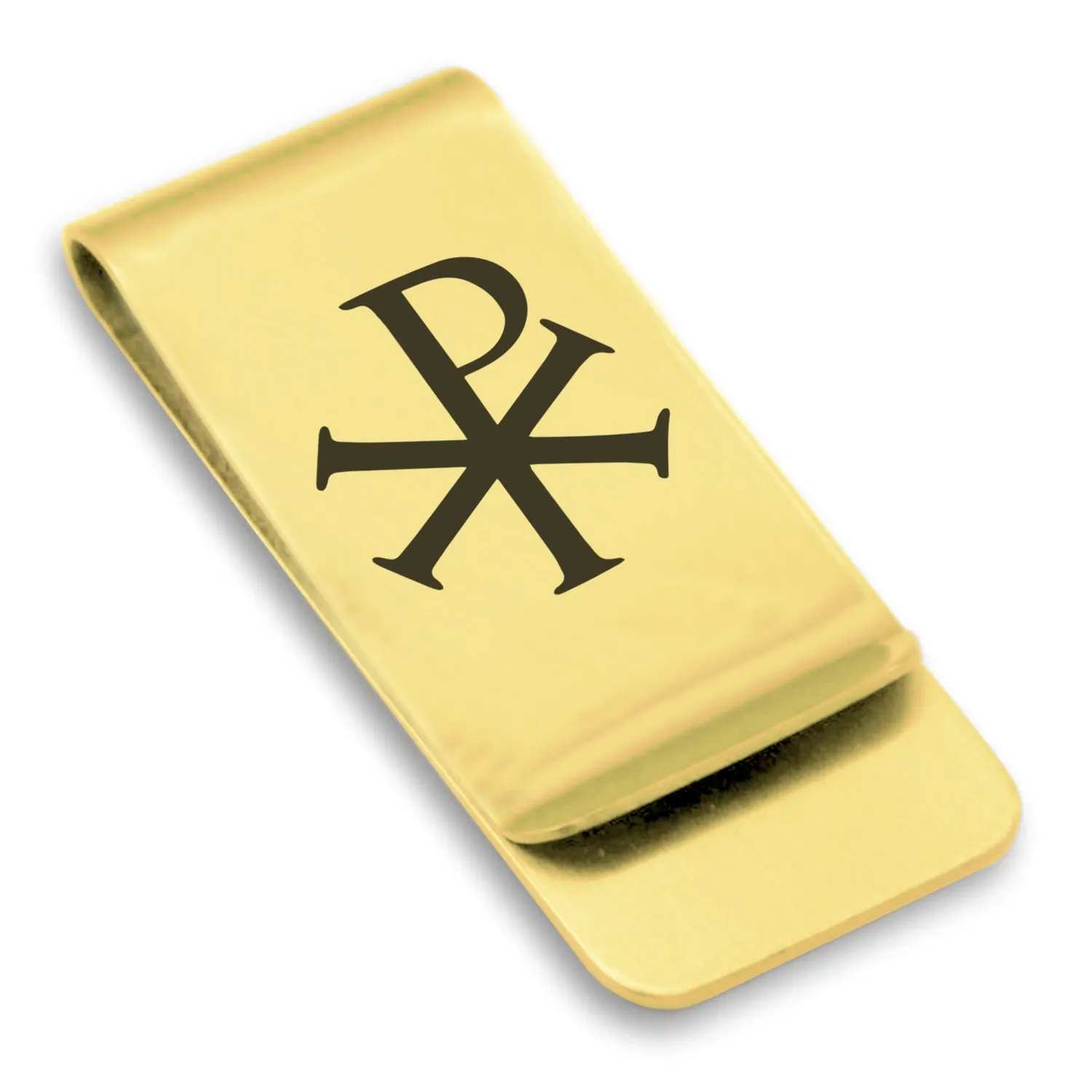 Stainless Steel Religious Chi Rho Classic Slim Money Clip