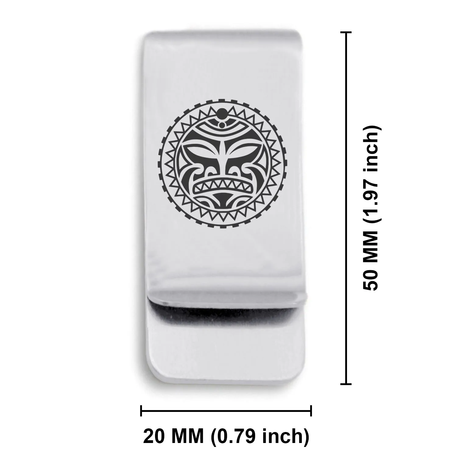 Stainless Steel Sun Maori Symbol Classic Slim Money Clip