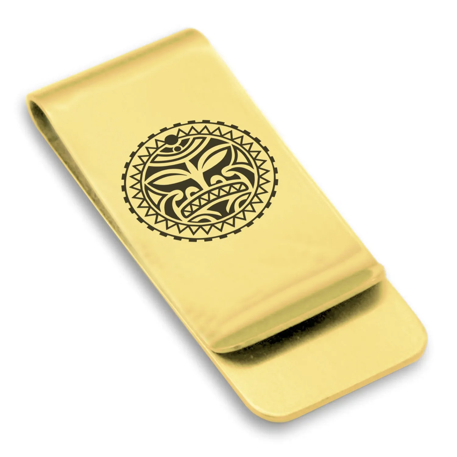 Stainless Steel Sun Maori Symbol Classic Slim Money Clip