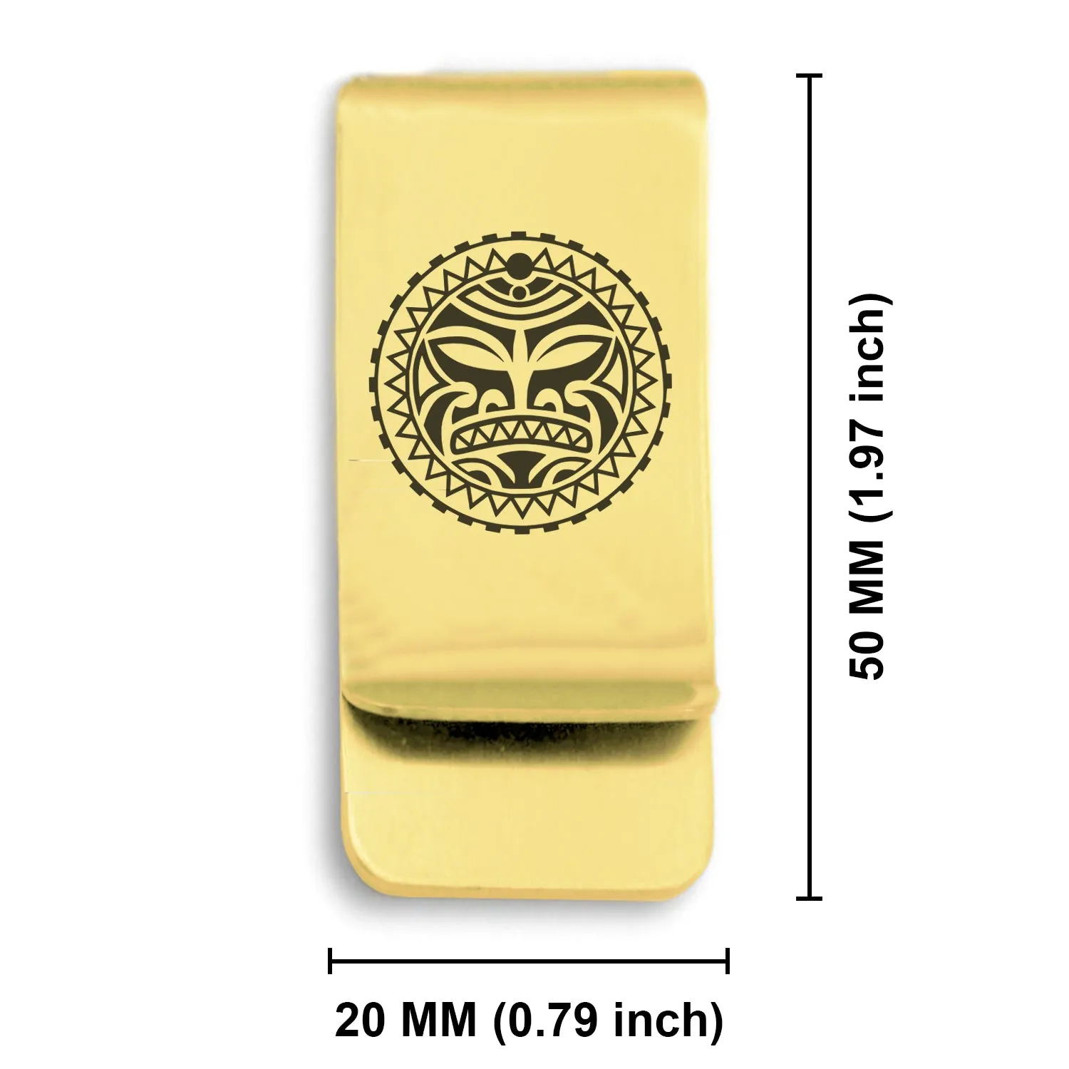 Stainless Steel Sun Maori Symbol Classic Slim Money Clip