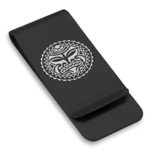 Stainless Steel Sun Maori Symbol Classic Slim Money Clip