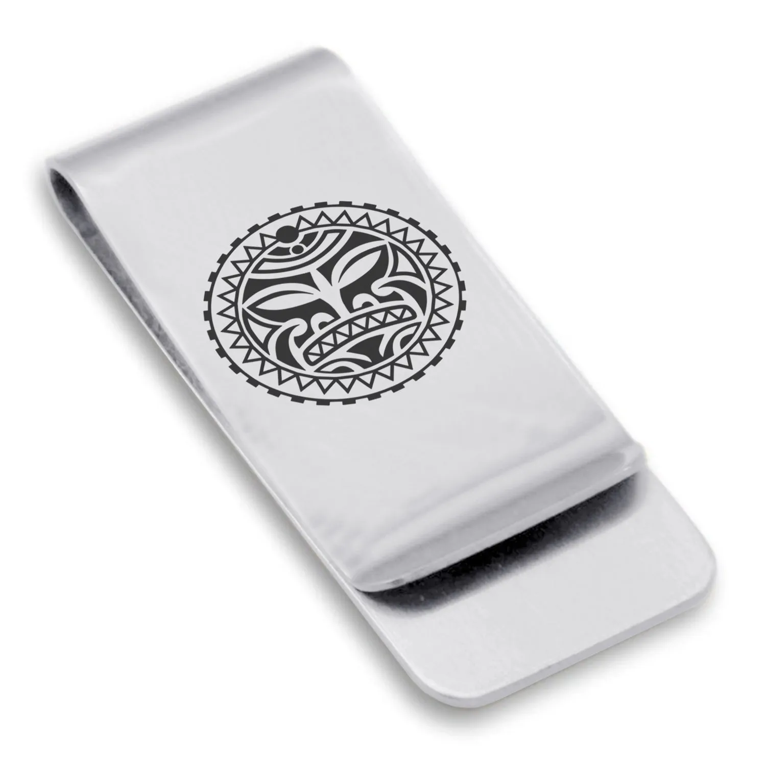 Stainless Steel Sun Maori Symbol Classic Slim Money Clip