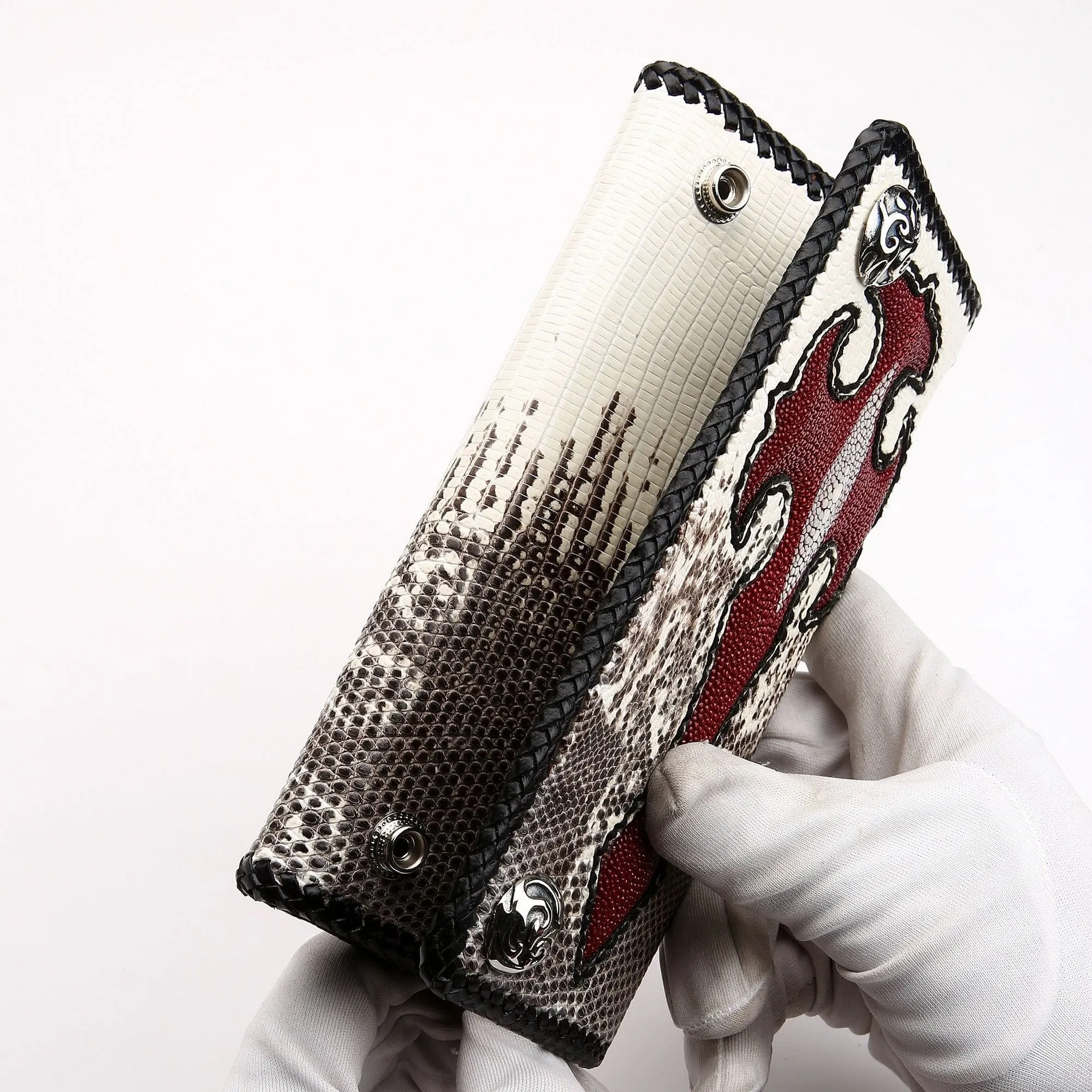 Stingray Cross Lizard Leather Long Biker Wallet