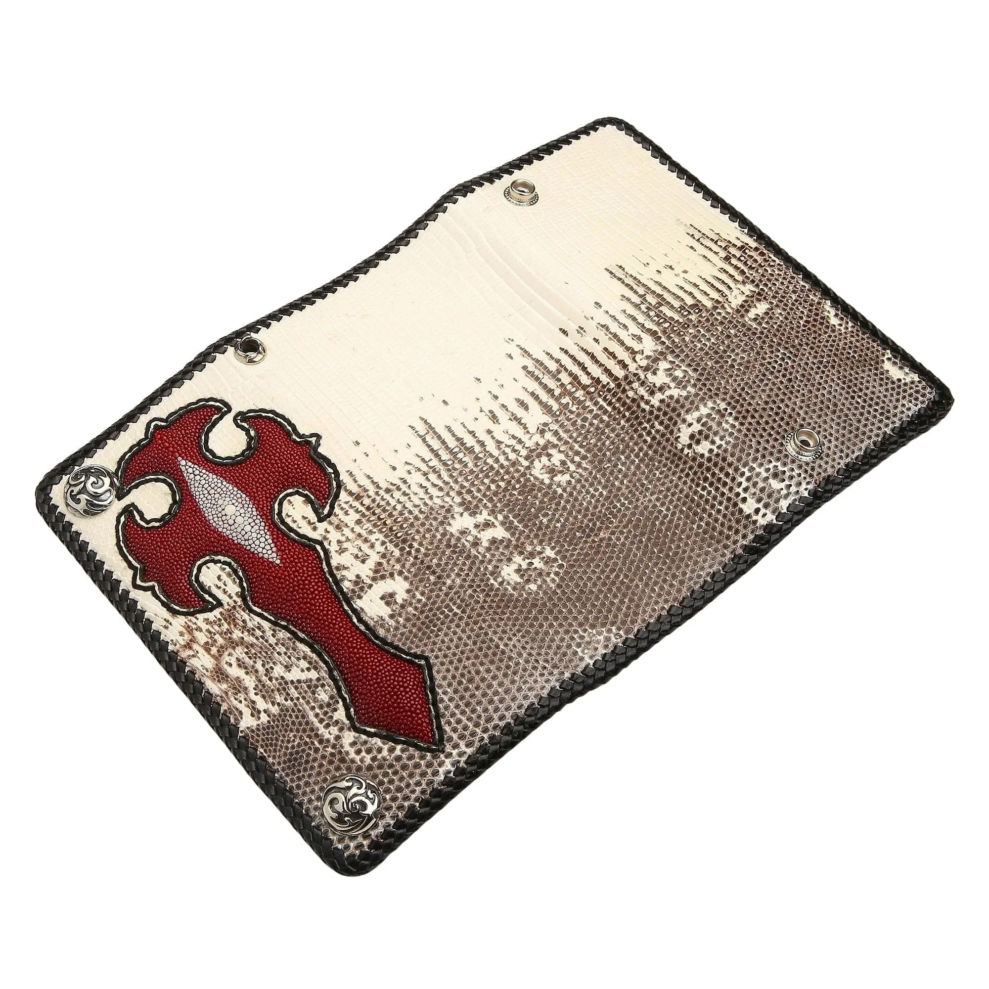 Stingray Cross Lizard Leather Long Biker Wallet
