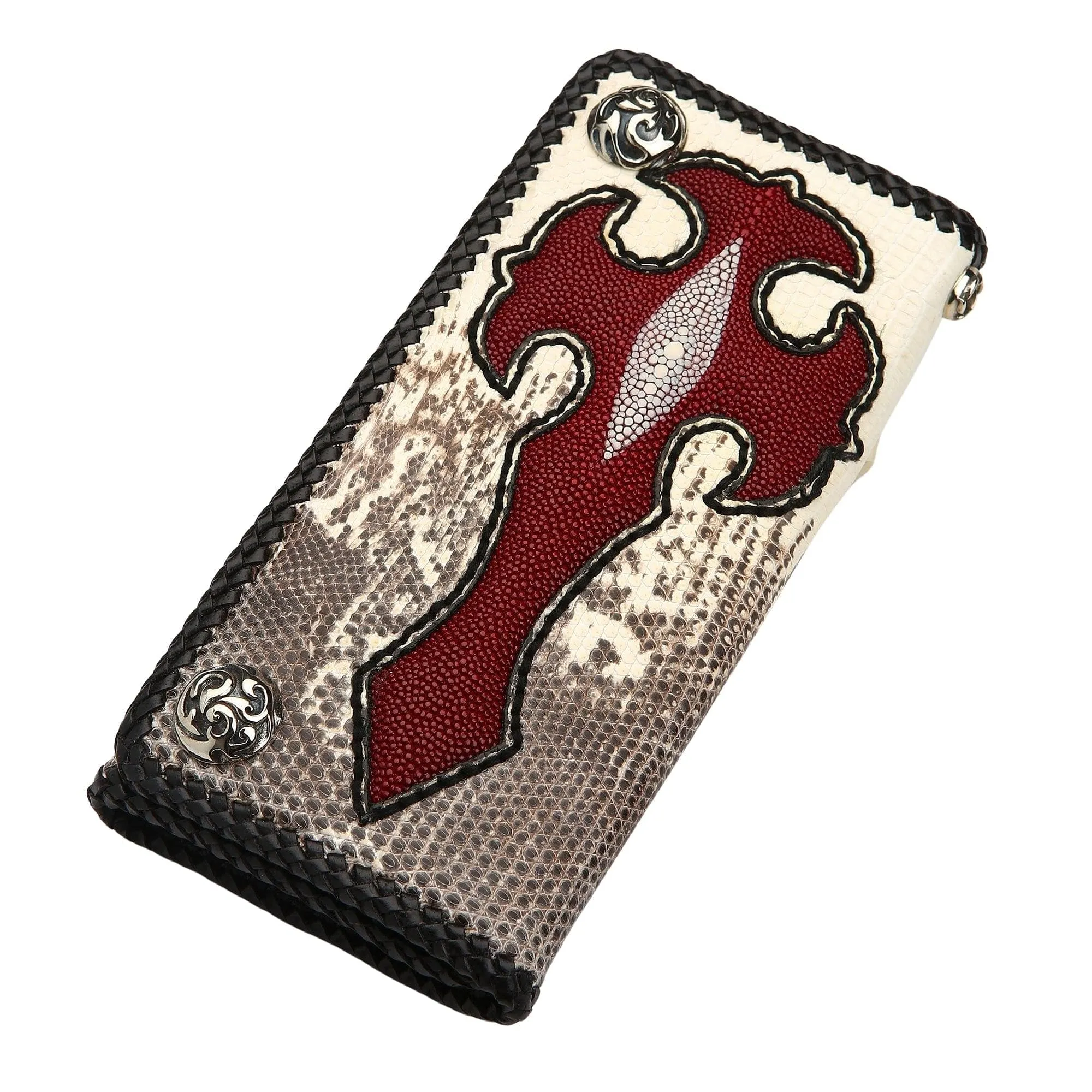 Stingray Cross Lizard Leather Long Biker Wallet
