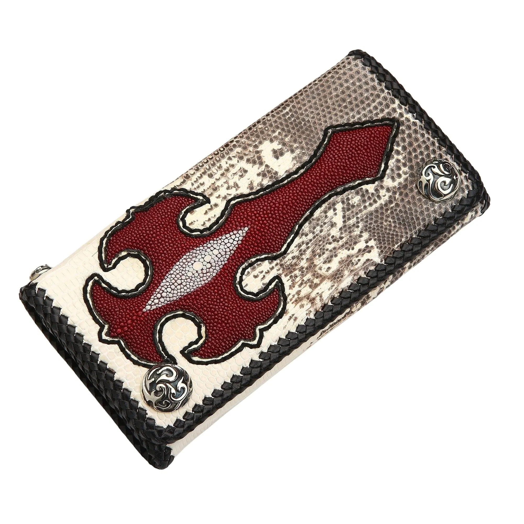 Stingray Cross Lizard Leather Long Biker Wallet