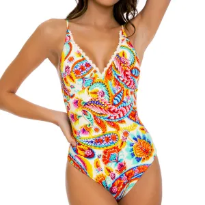 SUMMER LOVE - Laced Up Back High Leg One Piece