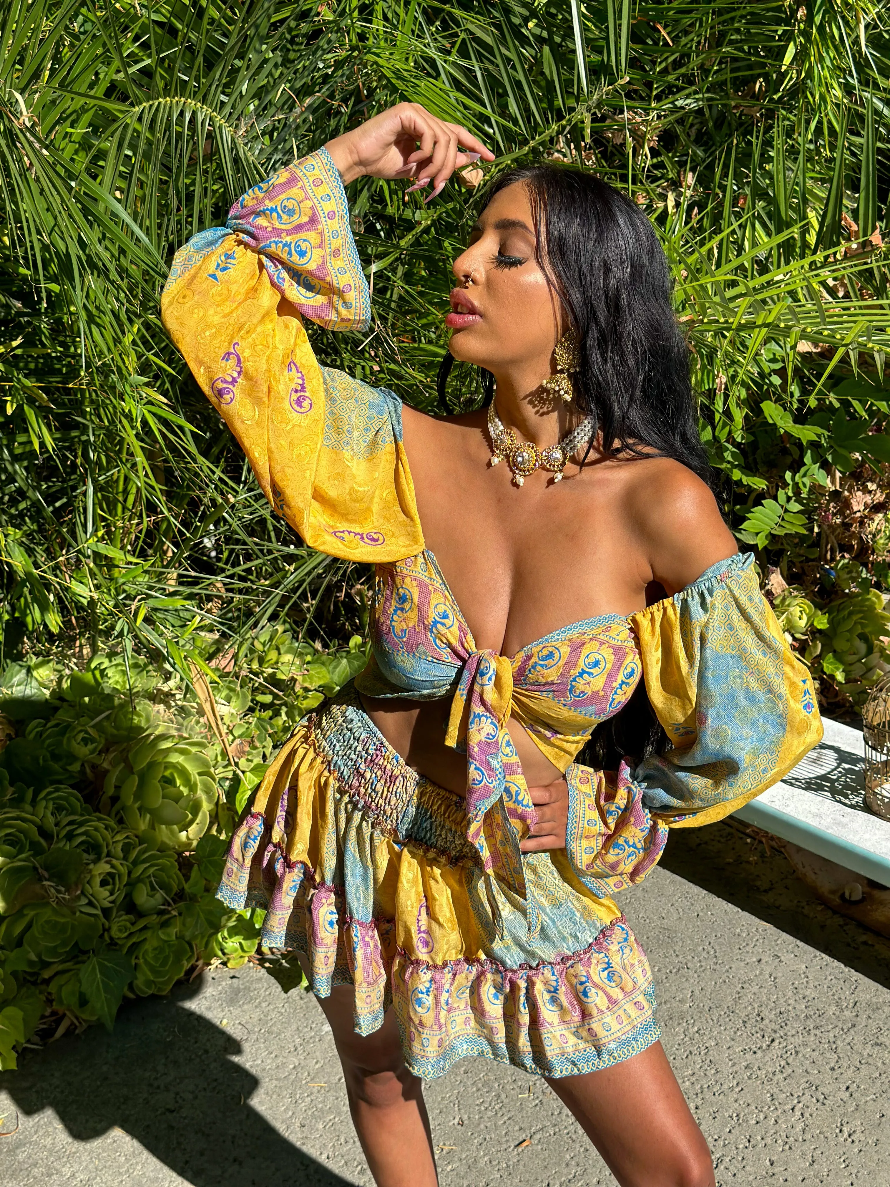 Sun Blossom Micro Mini Skirt Set