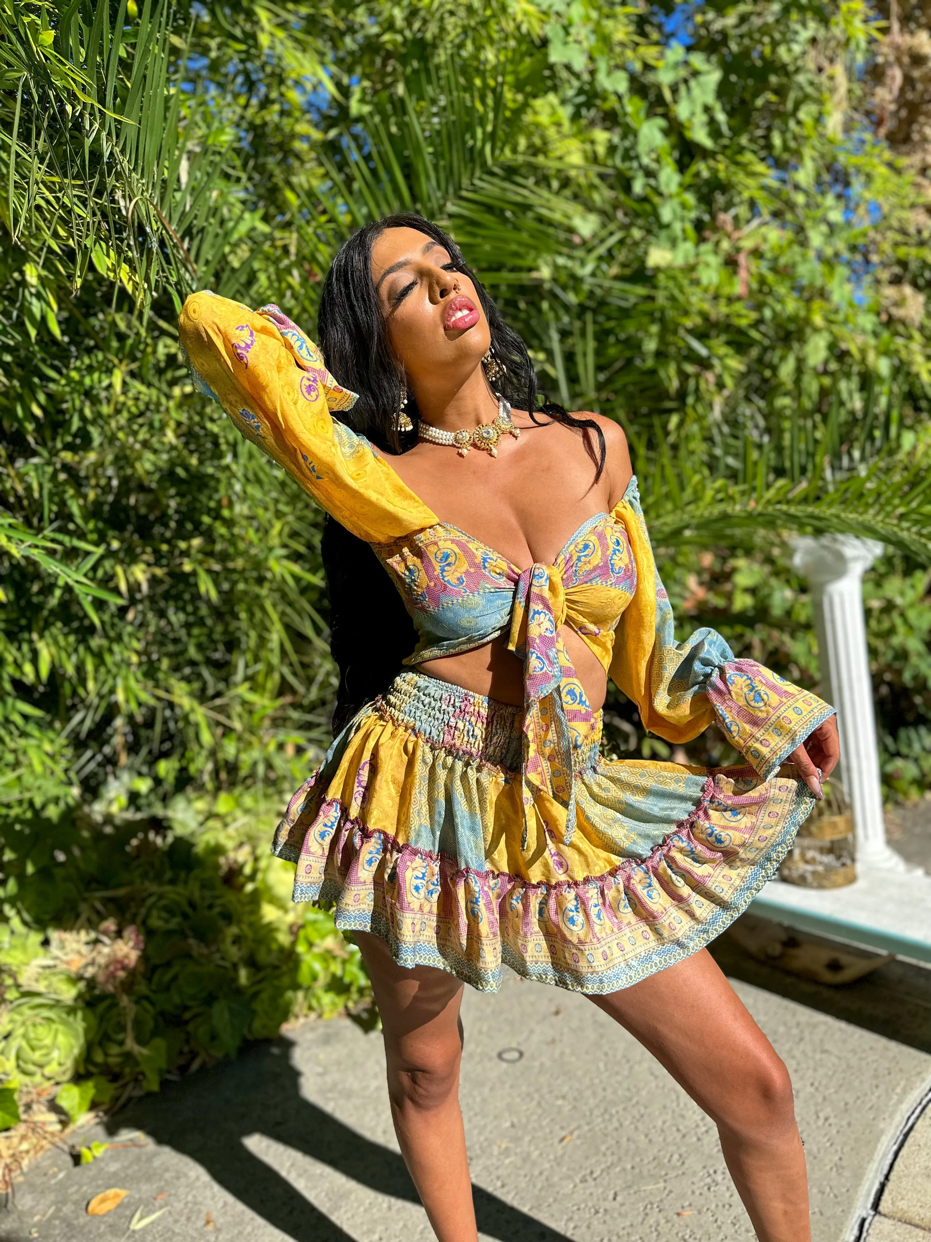 Sun Blossom Micro Mini Skirt Set