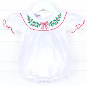 Sweet Dreams | Embroidered Christmas Holly Bow Bubble