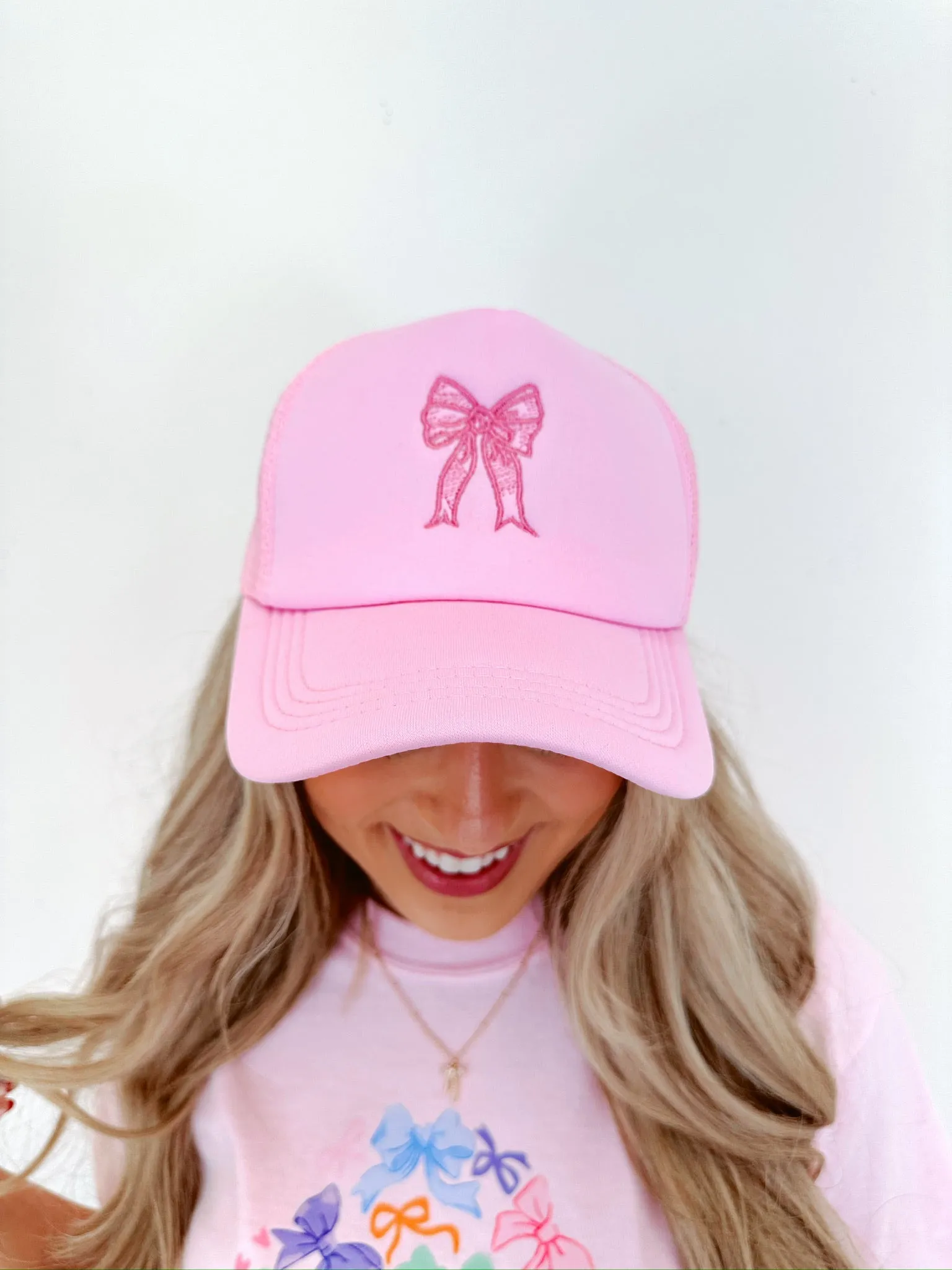 Tala Bow Trucker Hat- Pink