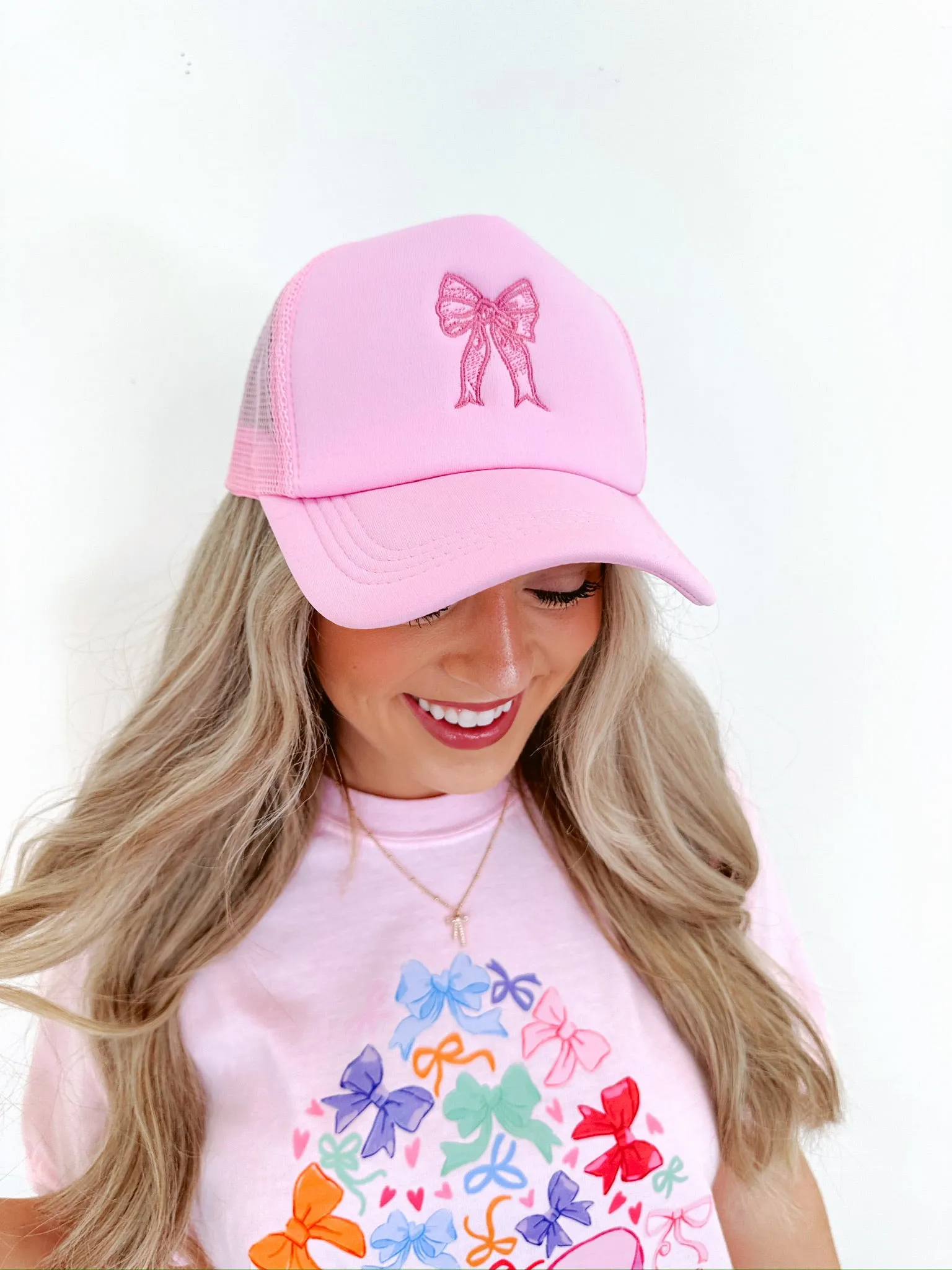 Tala Bow Trucker Hat- Pink