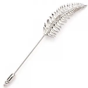Tateossian Fern in Rhodium Plated Silver Lapel Pin