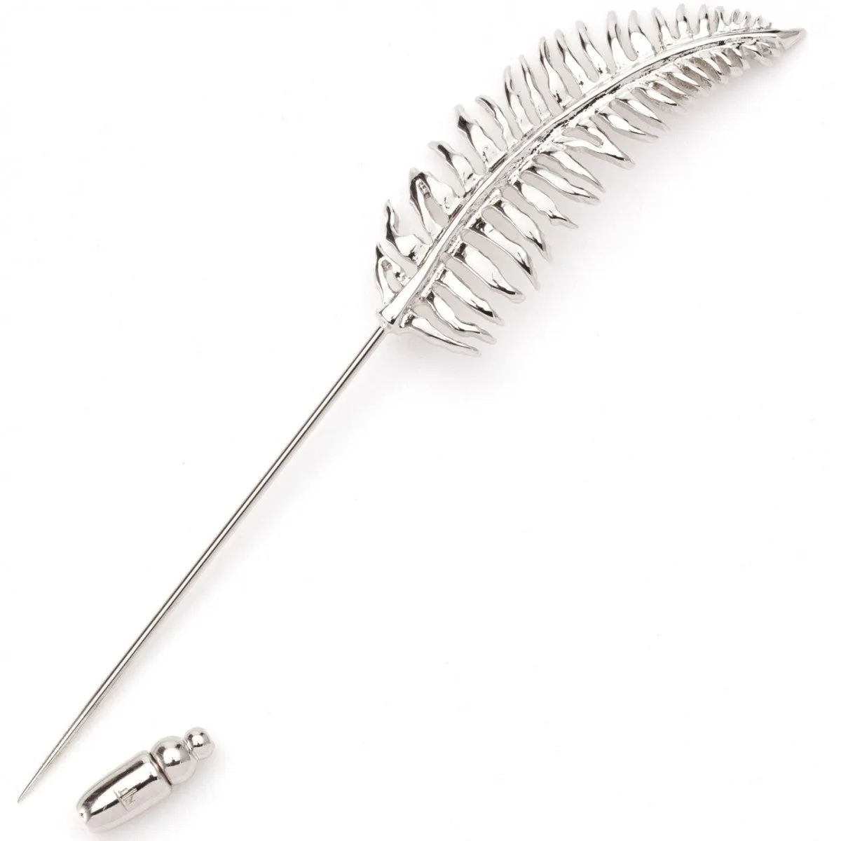 Tateossian Fern in Rhodium Plated Silver Lapel Pin