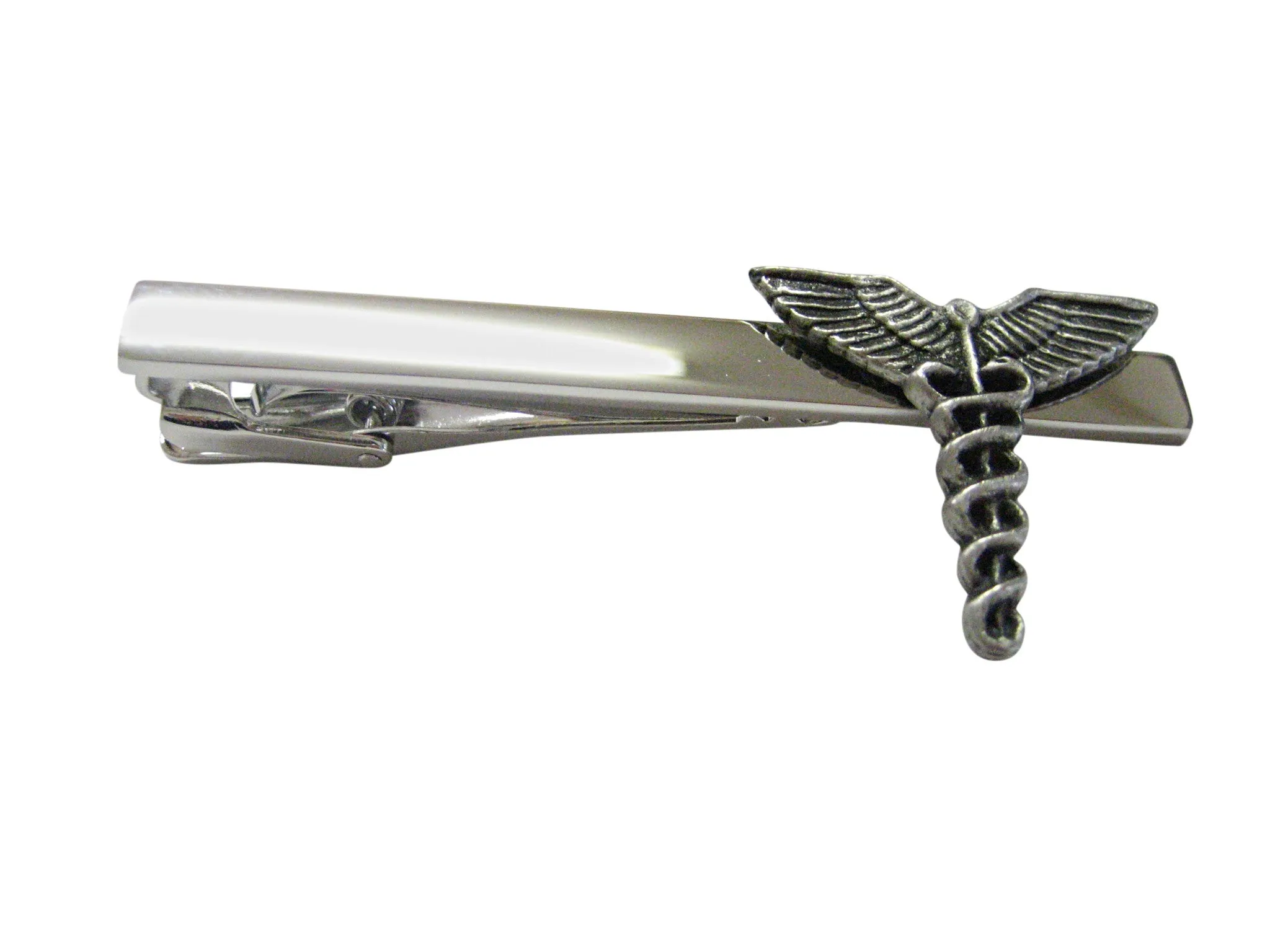 Textured Medical Symbol Caduceus Square Tie Clip