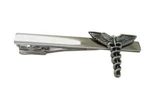 Textured Medical Symbol Caduceus Square Tie Clip