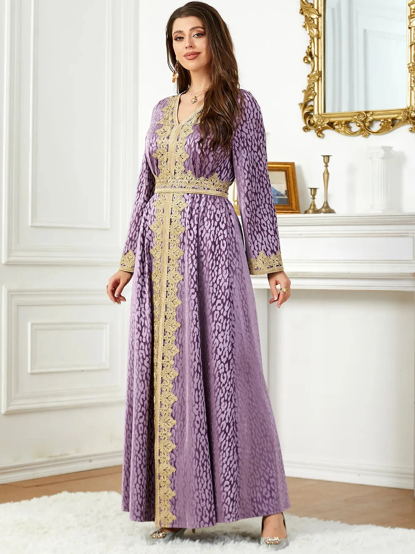 Thick Velvet Purple Luxury Maxi Kaftan