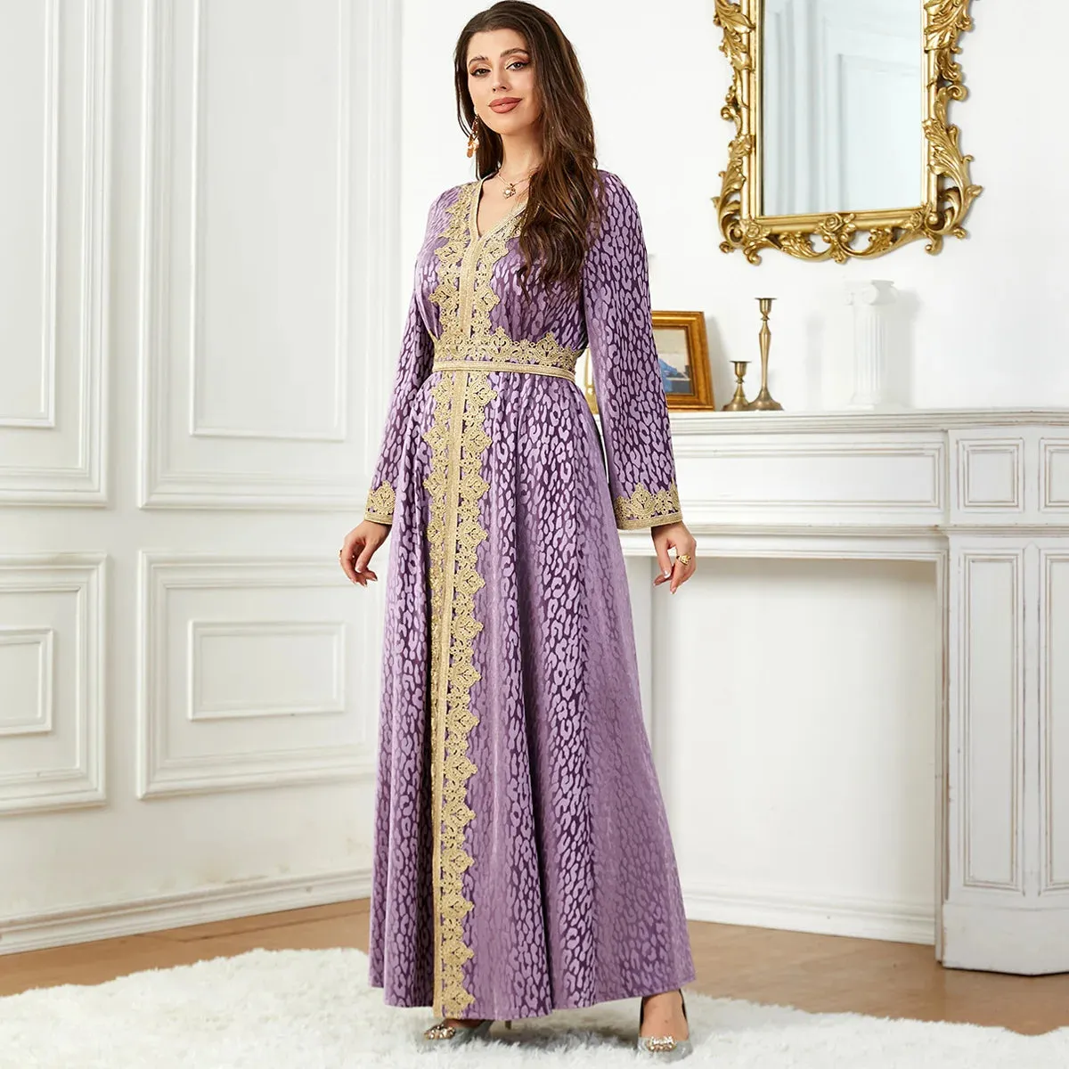 Thick Velvet Purple Luxury Maxi Kaftan
