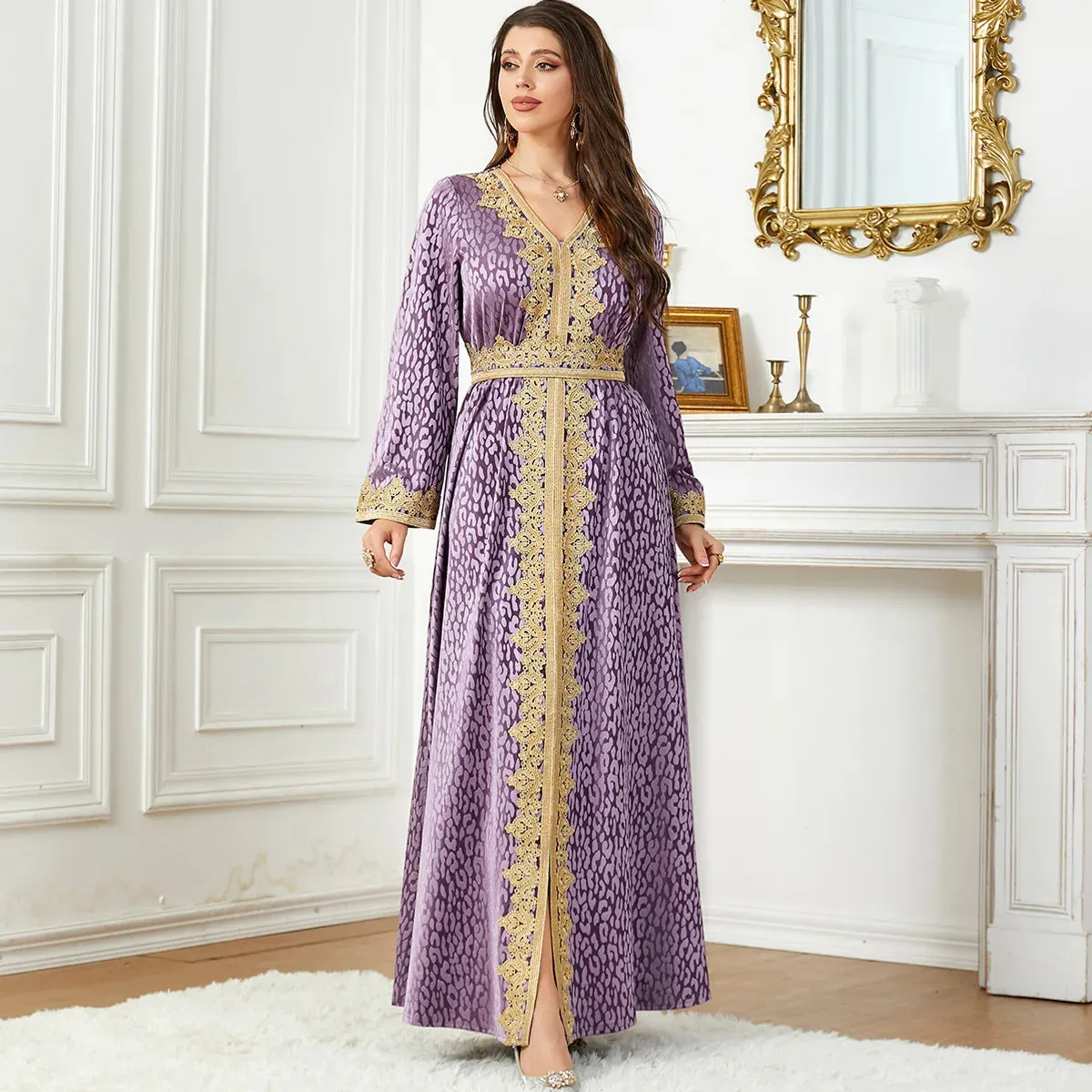 Thick Velvet Purple Luxury Maxi Kaftan