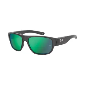 Under Armour UA Scorcher Sunglasses Transparent Jet Gray Frame, Emerald Mirror Lens
