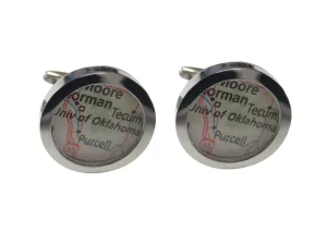University of Oklahoma Map Cufflinks