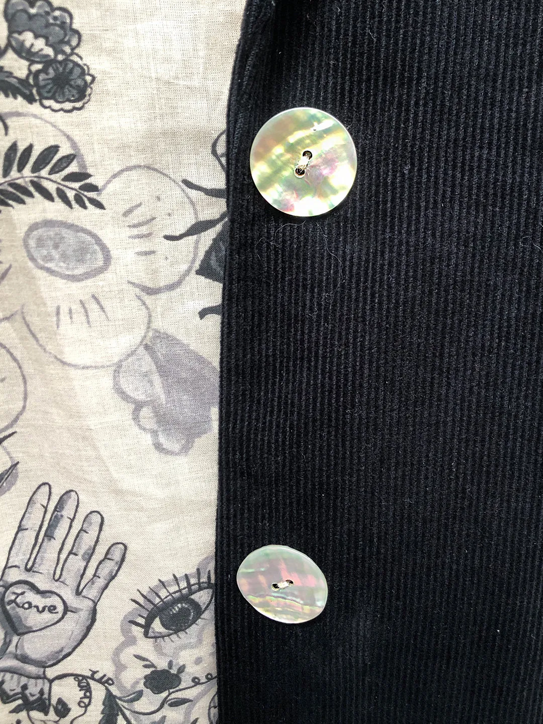 Unlogical Poem Bow-knot Appliques Black Cotton corduroy Blazer
