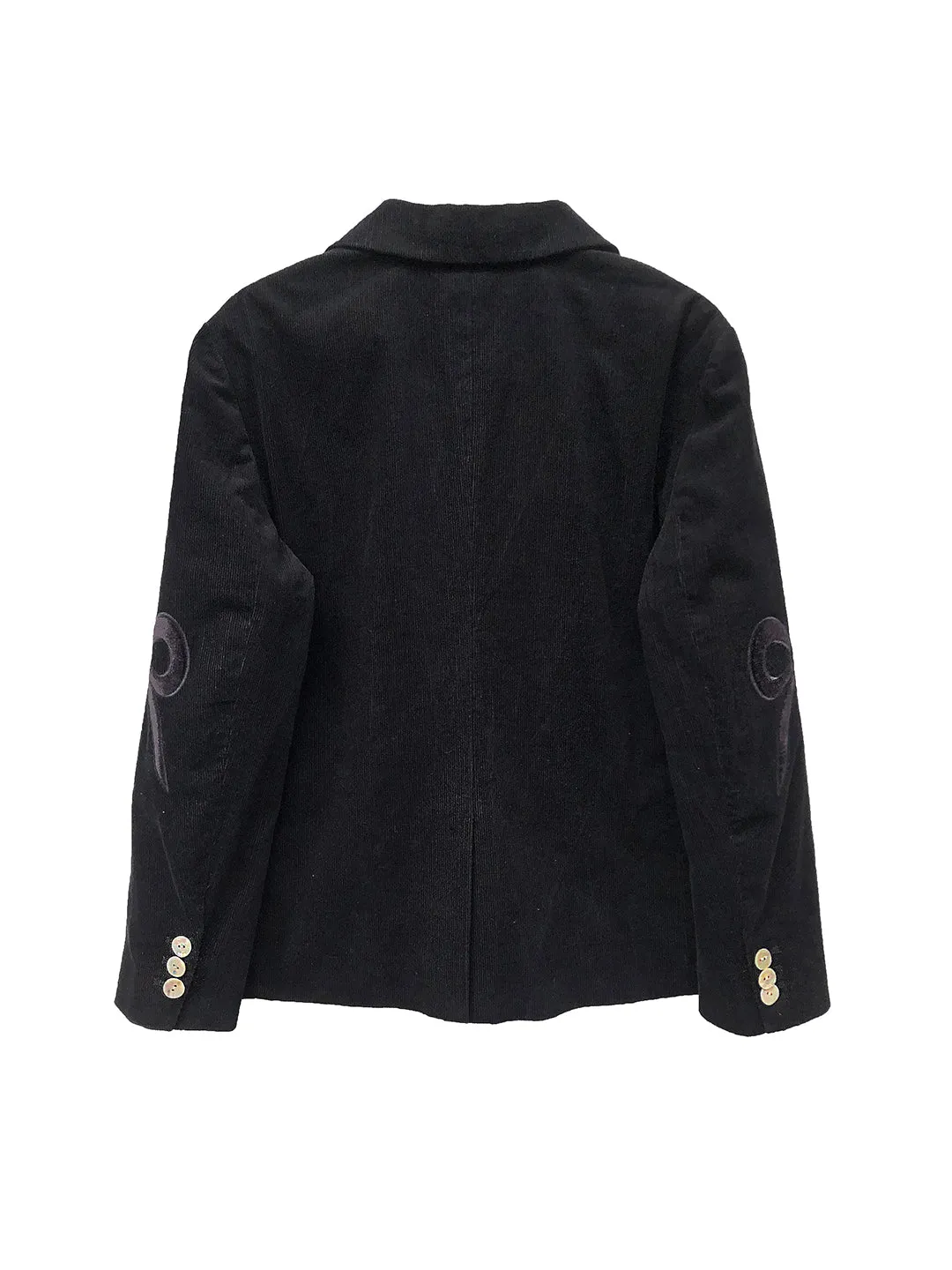 Unlogical Poem Bow-knot Appliques Black Cotton corduroy Blazer