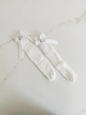 Velvet Bow Knee Socks