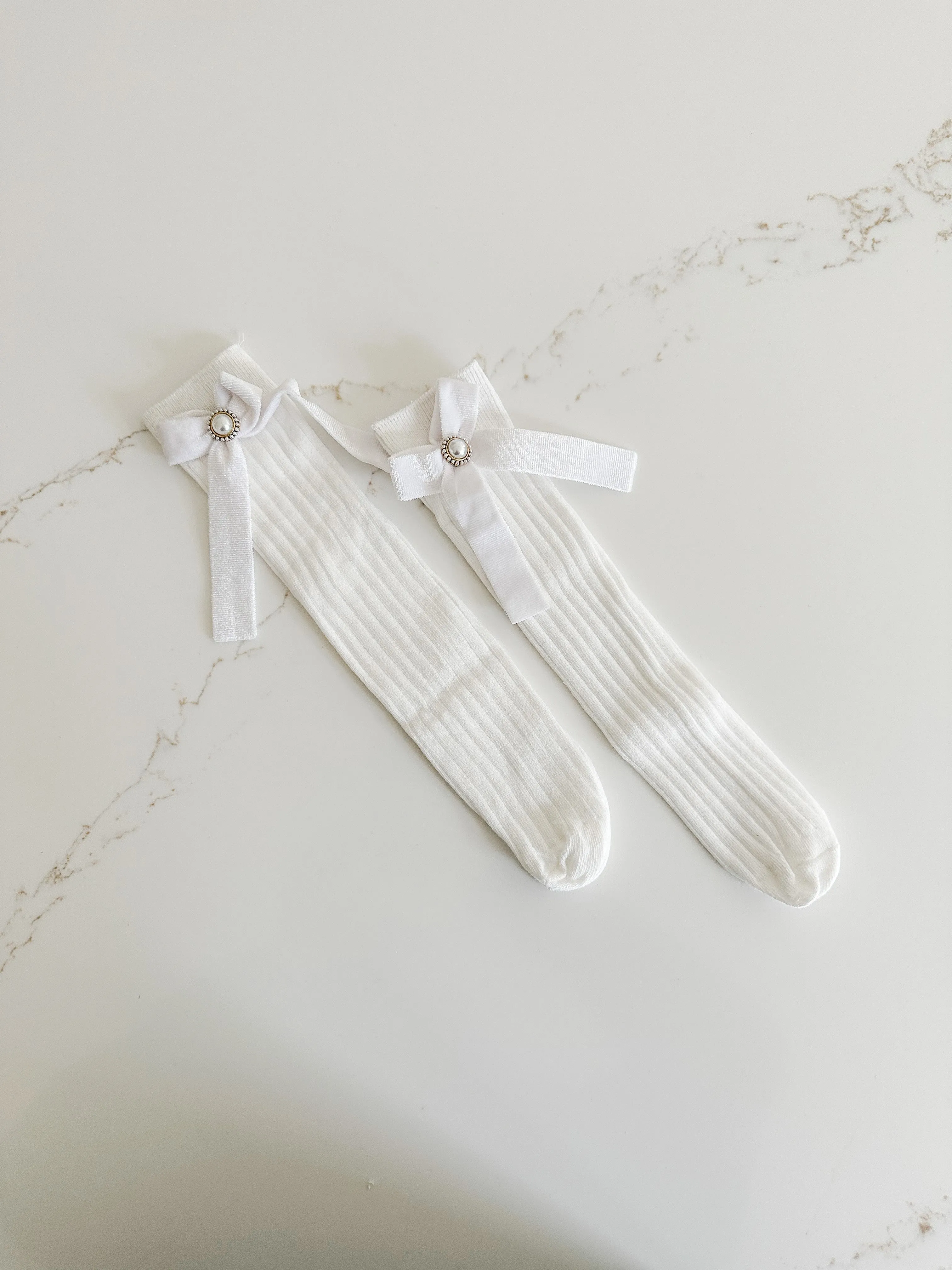 Velvet Bow Knee Socks