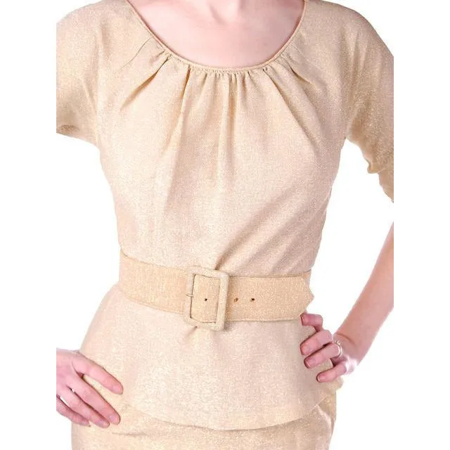 Vintage Womens Suit Gold Glitterati 3 Pc Suit Capri Pants 1950S  24" Waist VLV MCM