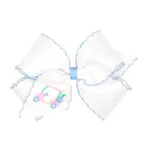 Wee Ones Golf Embroidered Hair Bow on Clippie - Golf Cart