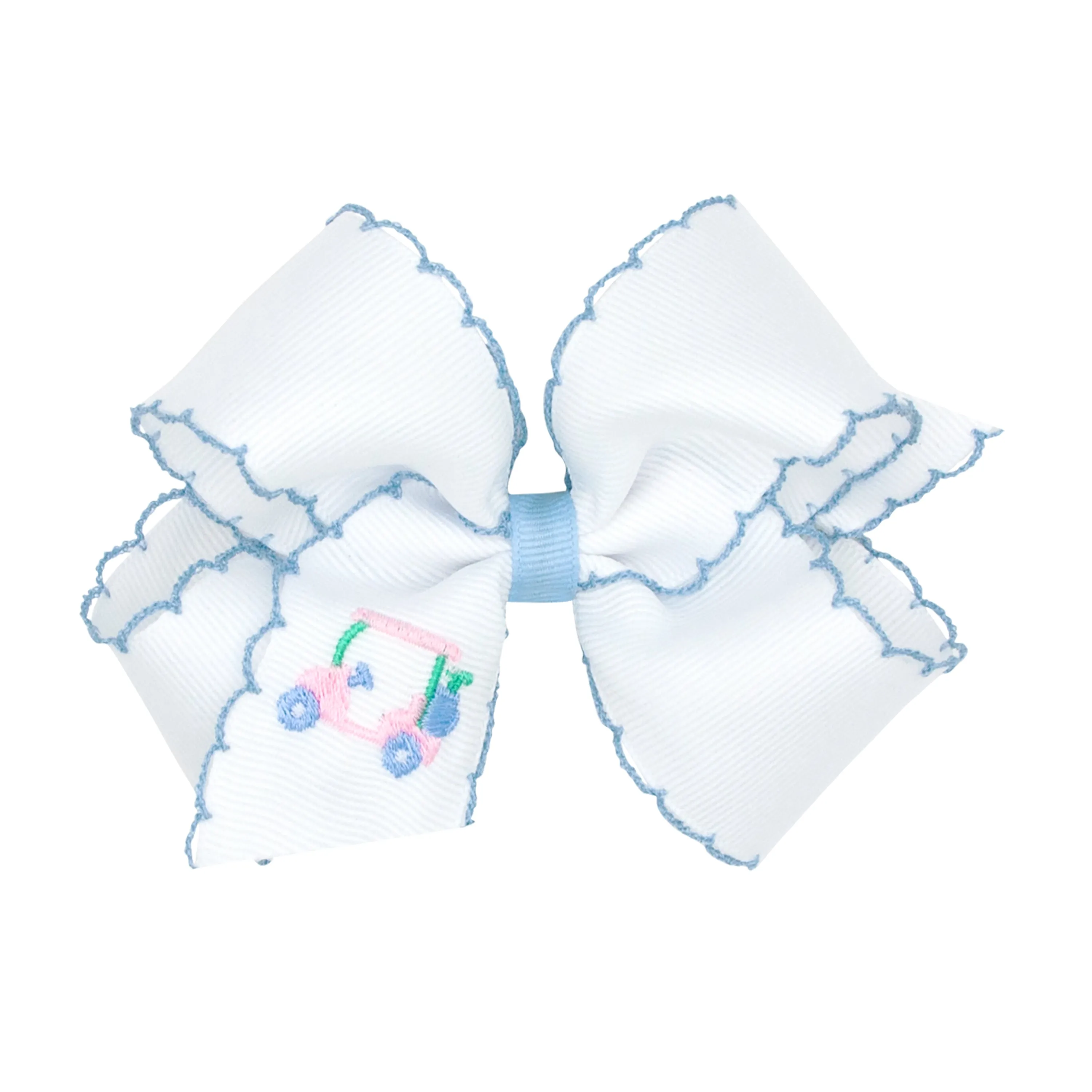 Wee Ones Golf Embroidered Hair Bow on Clippie - Golf Cart