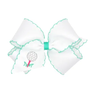 Wee Ones Golf Embroidered Hair Bow on Clippie - Tee