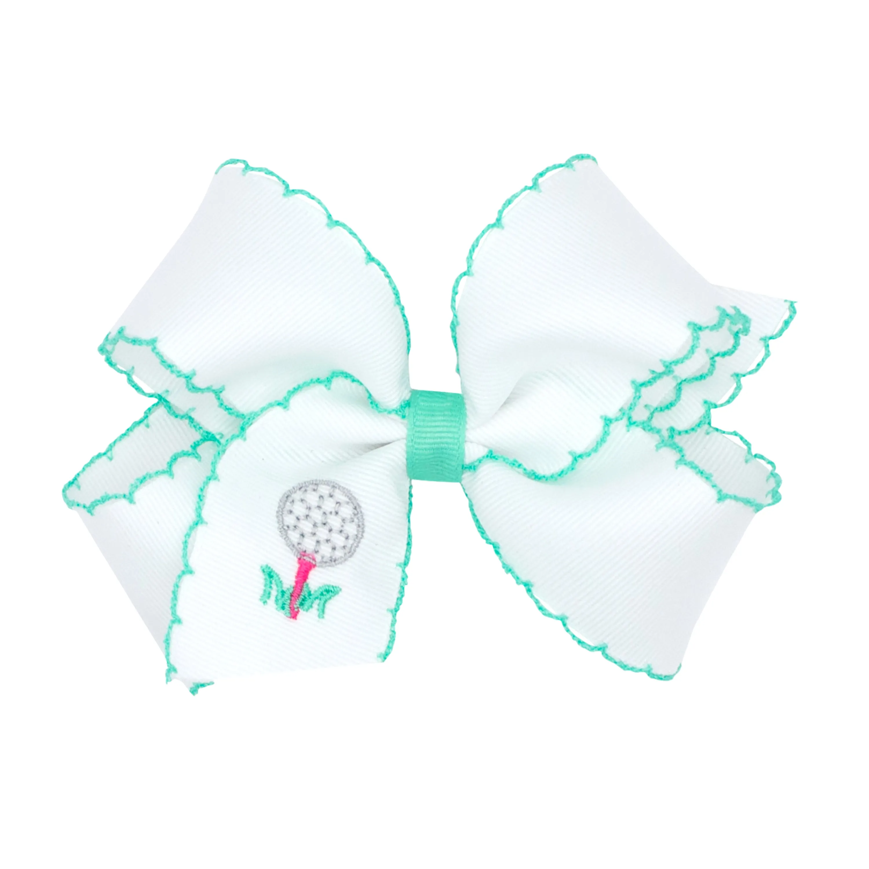 Wee Ones Golf Embroidered Hair Bow on Clippie - Tee