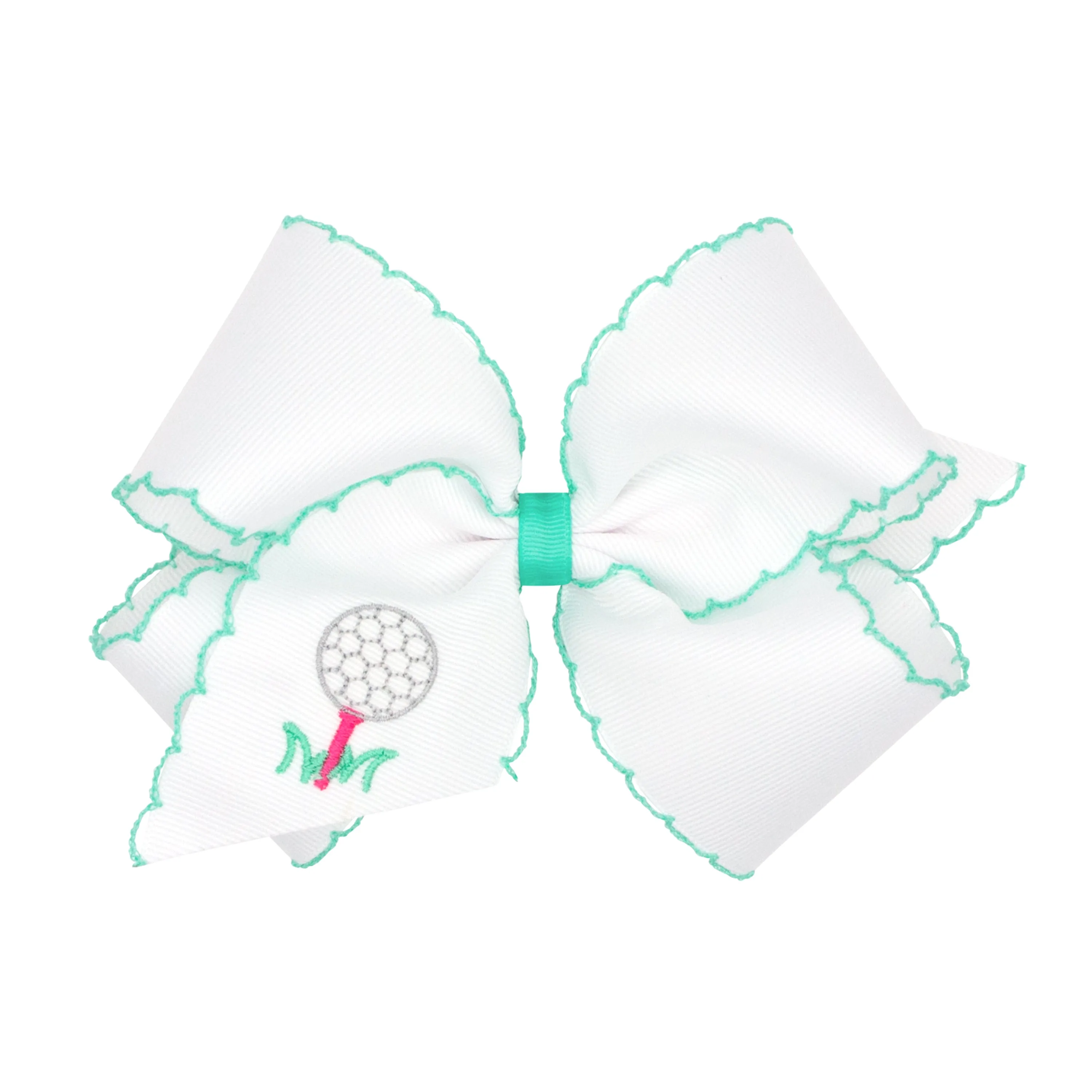 Wee Ones Golf Embroidered Hair Bow on Clippie - Tee