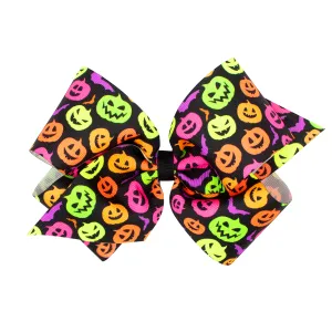 Wee Ones Neon Halloween Printed Grosgrain Hair Bow on Clippie