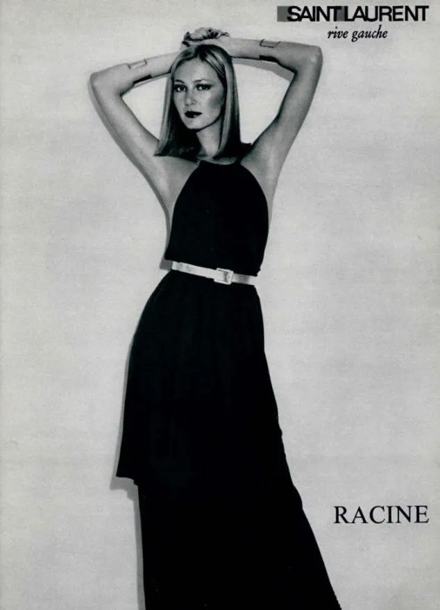 Well Documented Fall 1975 Yves Saint Laurent Brown Silk Jersey w Gold Strap Backless Dress